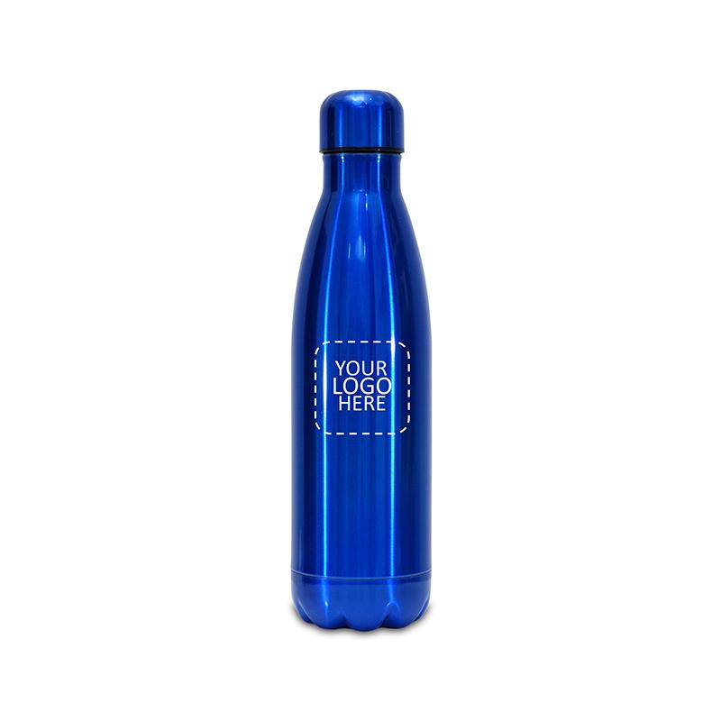 Double Walled Vaccuam Insulated Thermal Bottle Blue with Logo